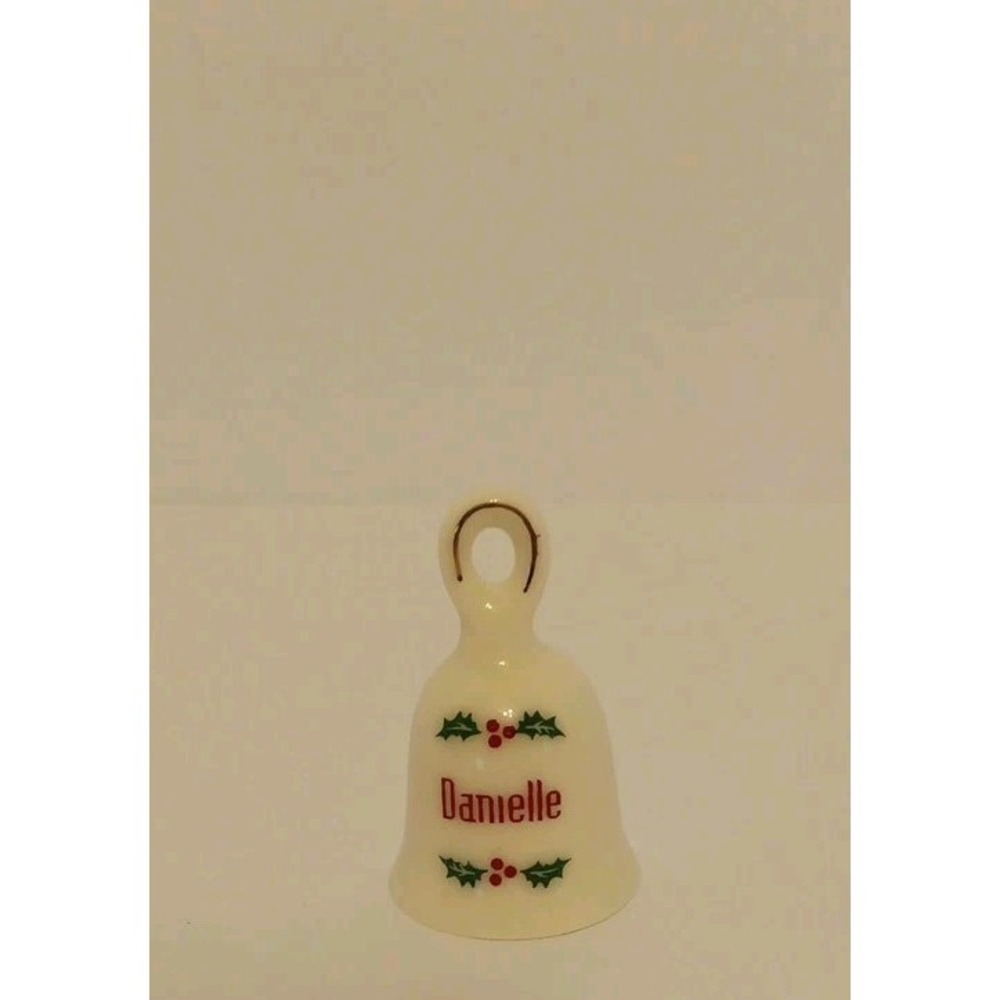 DANIELLE   Personalized Holly Berries White Porcelain Bell   1.75"x1"  Christmas